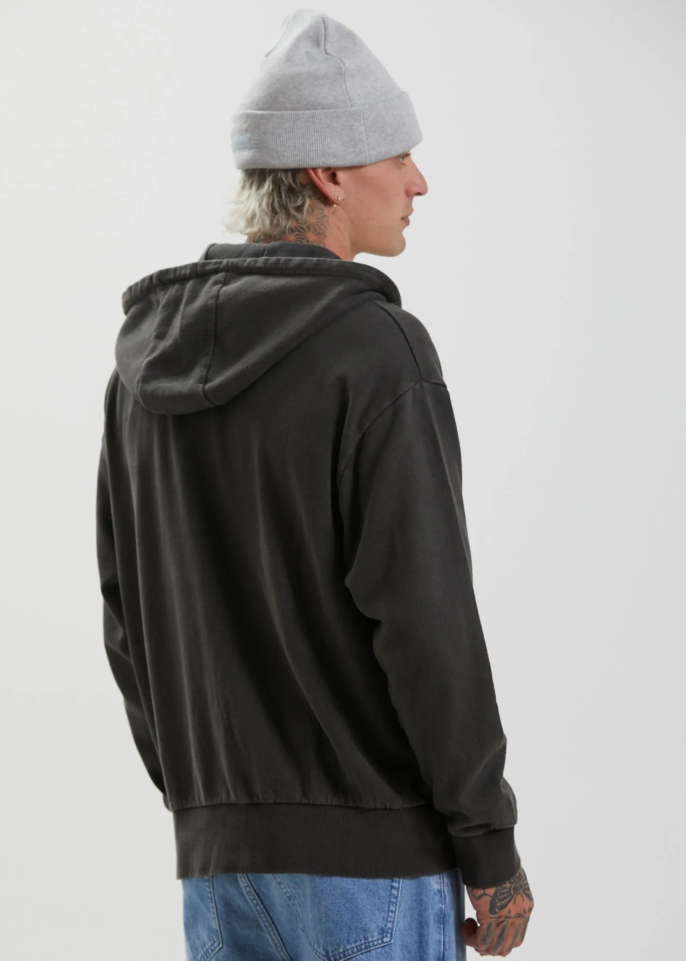 Afends Unisex Saxe - Unisex Hemp  Zip Up Hoodie - Stone Black