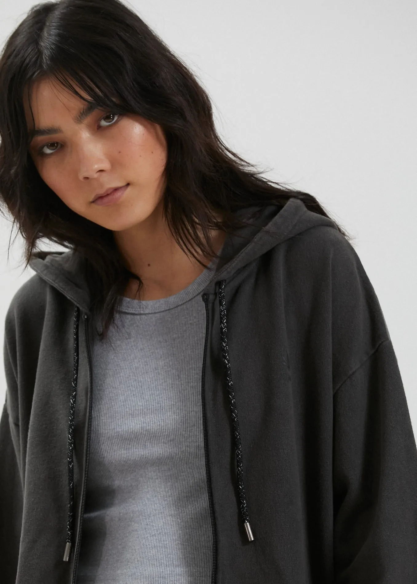 Afends Unisex Saxe - Unisex Hemp  Zip Up Hoodie - Stone Black