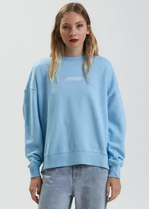Afends Womens Enlighten - Hemp Slouchy Crew Neck Jumper - Sky Blue