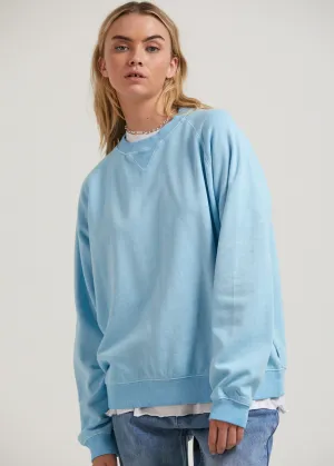 AFENDS Womens Remi - Hemp Slouchy Crew Neck Jumper - Sky Blue