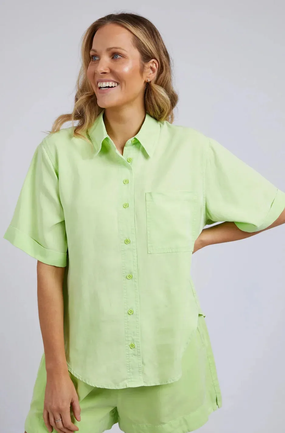 Bliss Washed Shirt in Keylime