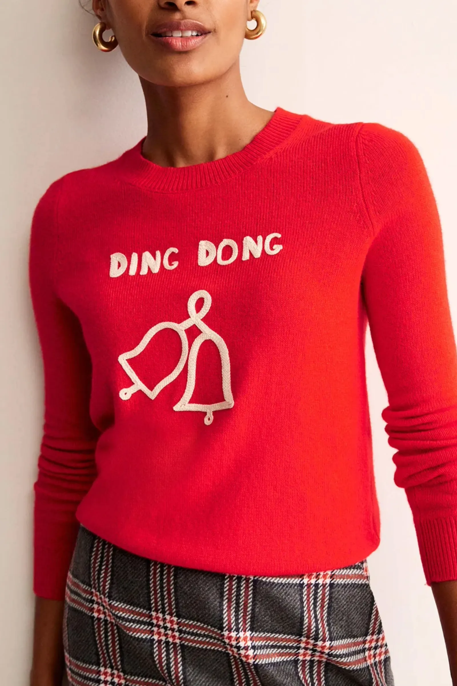 Festive Red Embroidered Jumper