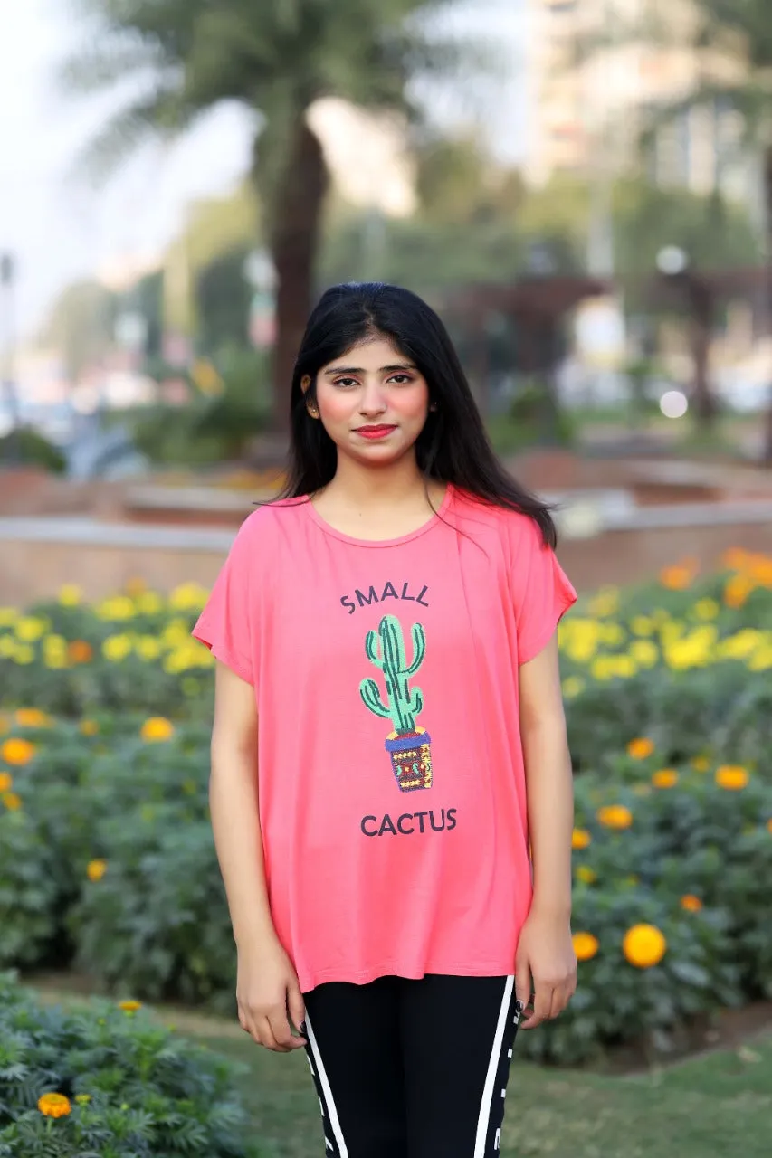 Ladies embraided cactus T-Shirt