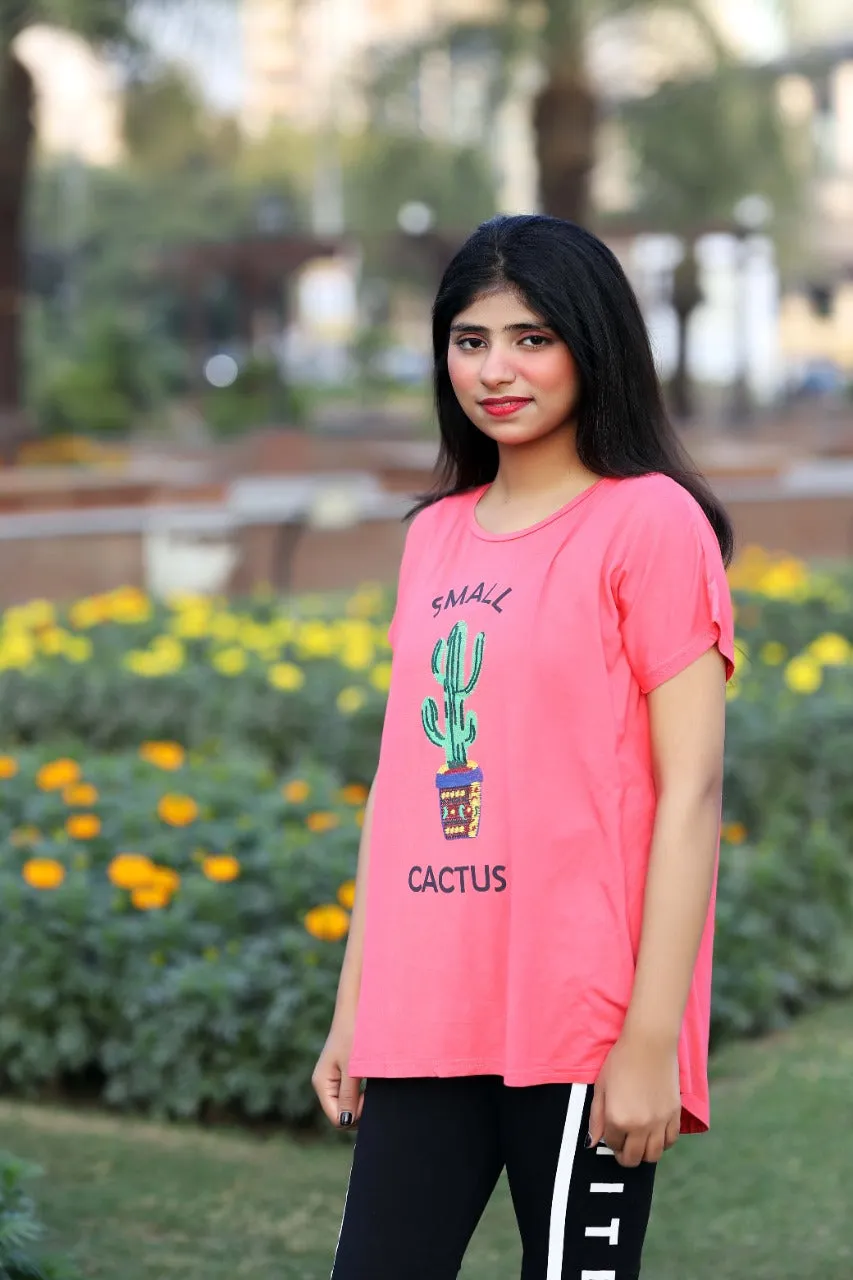 Ladies embraided cactus T-Shirt