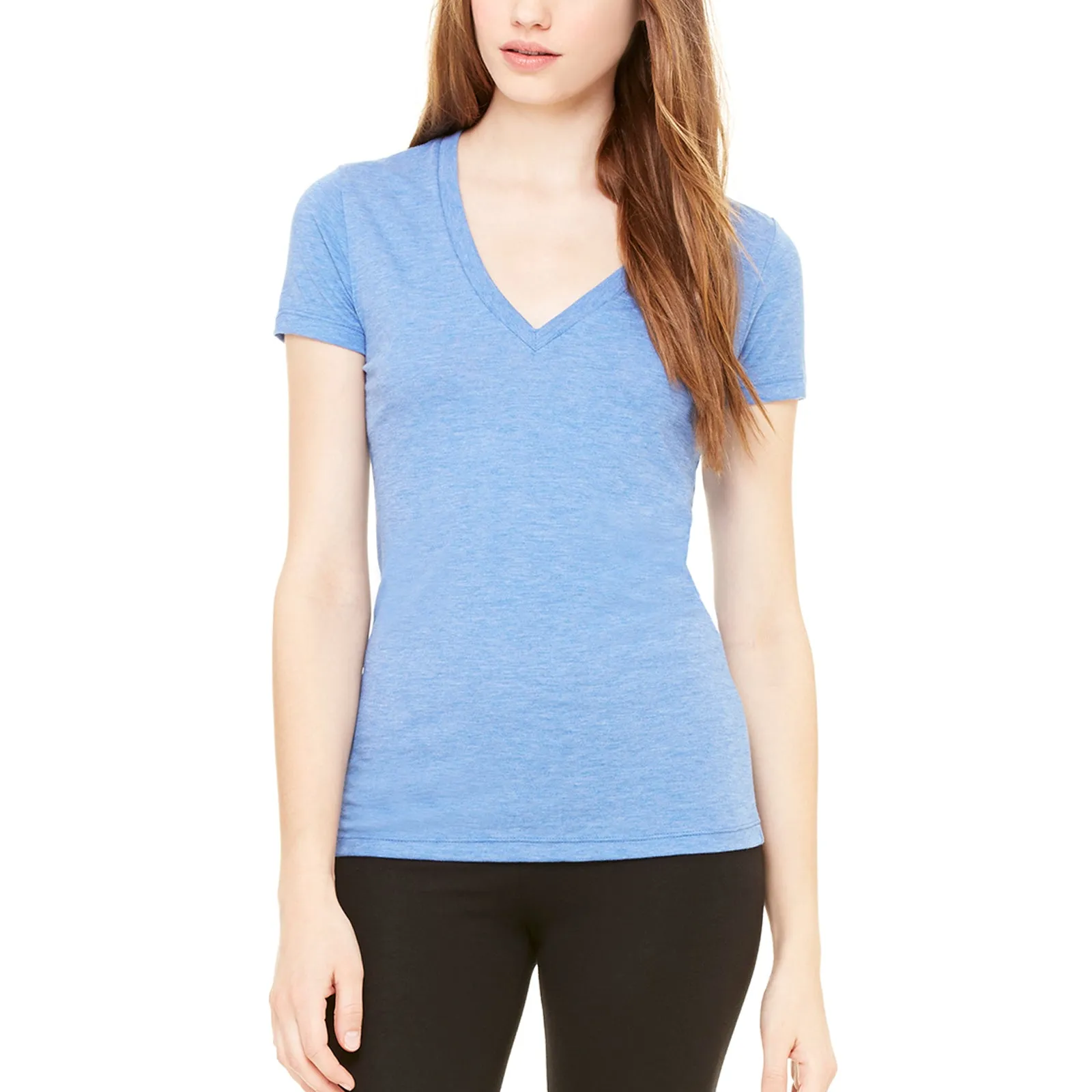 Ladies' Tri-blend S/S Deep V-Neck T-Shirt