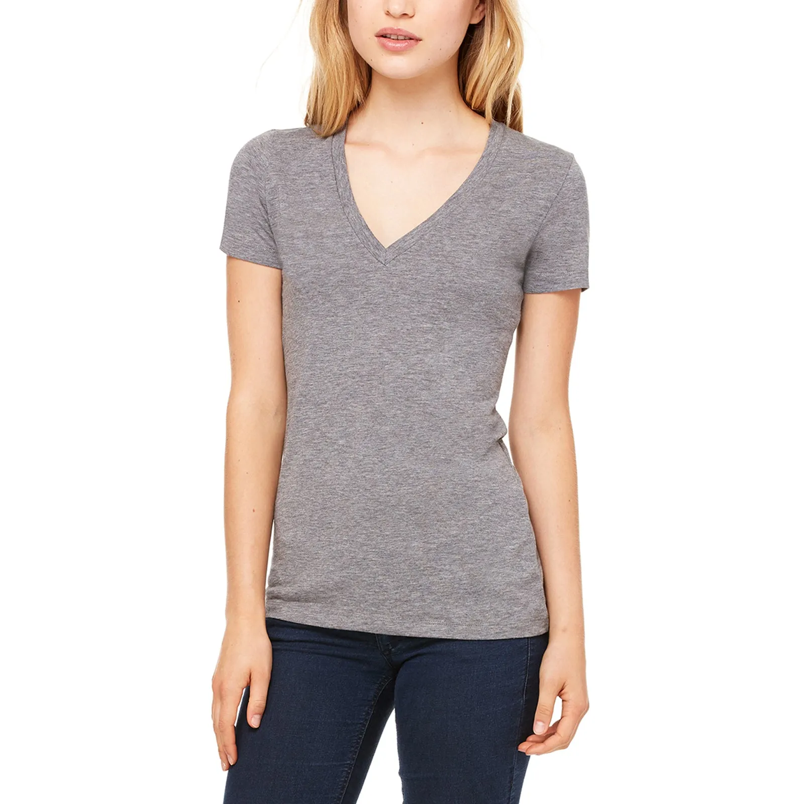 Ladies' Tri-blend S/S Deep V-Neck T-Shirt