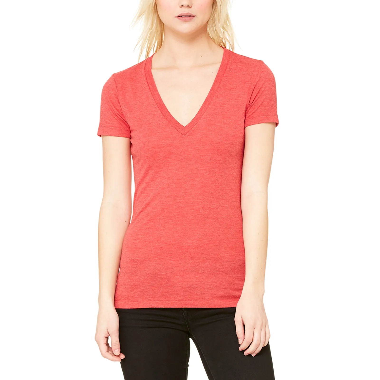 Ladies' Tri-blend S/S Deep V-Neck T-Shirt