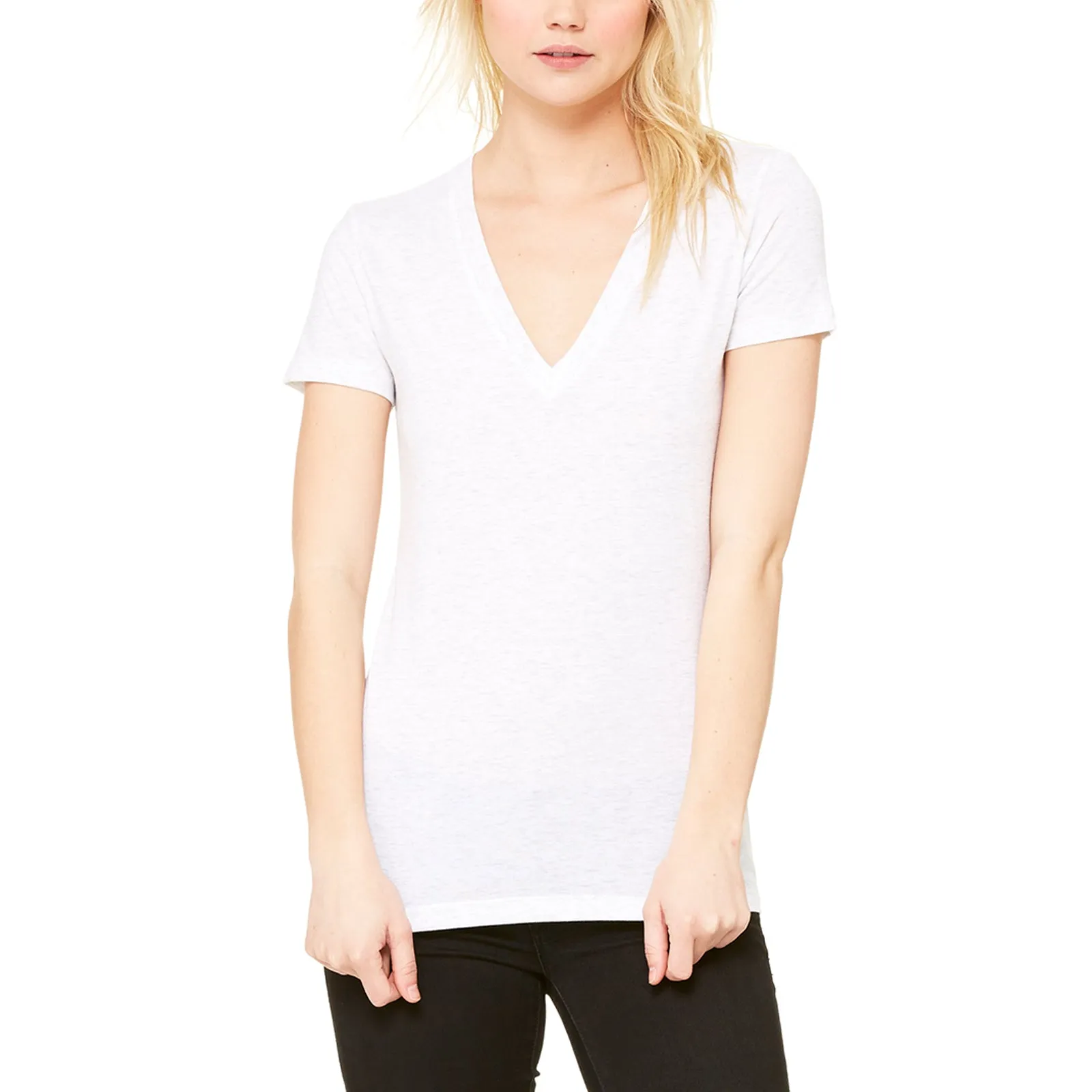 Ladies' Tri-blend S/S Deep V-Neck T-Shirt