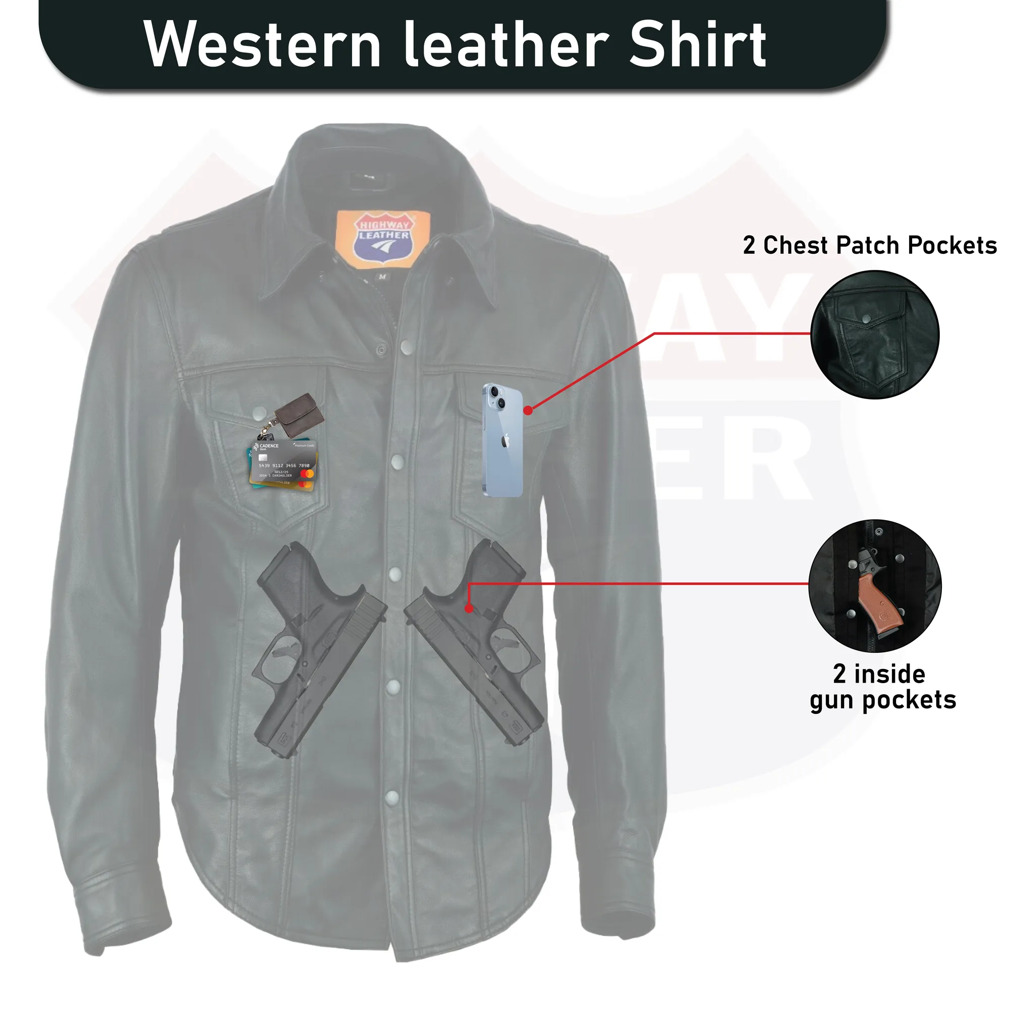 Leather motorcycle lightweight shirt - western biker club soft leather shirt HL10403