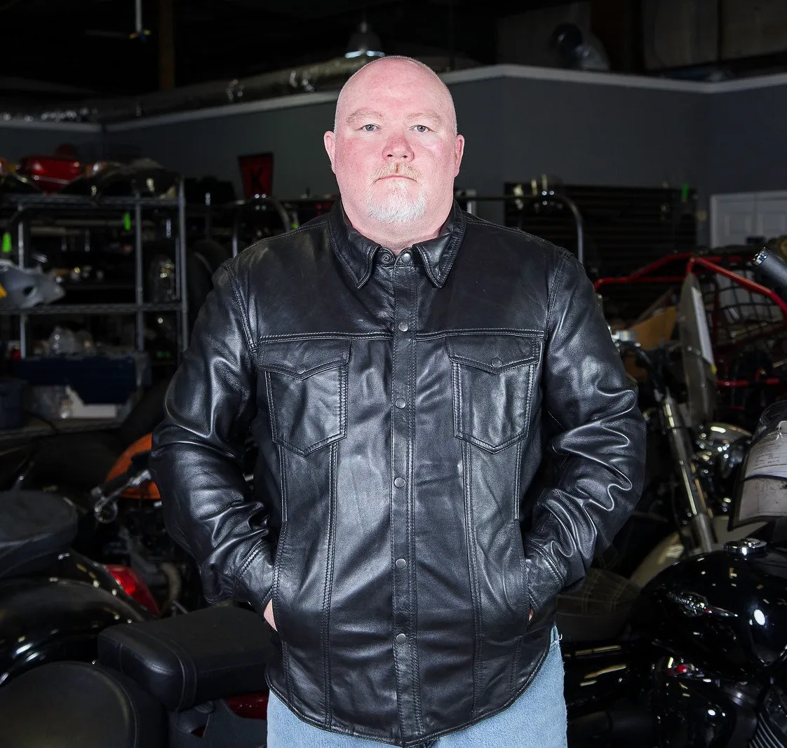 Leather motorcycle lightweight shirt - western biker club soft leather shirt HL10403
