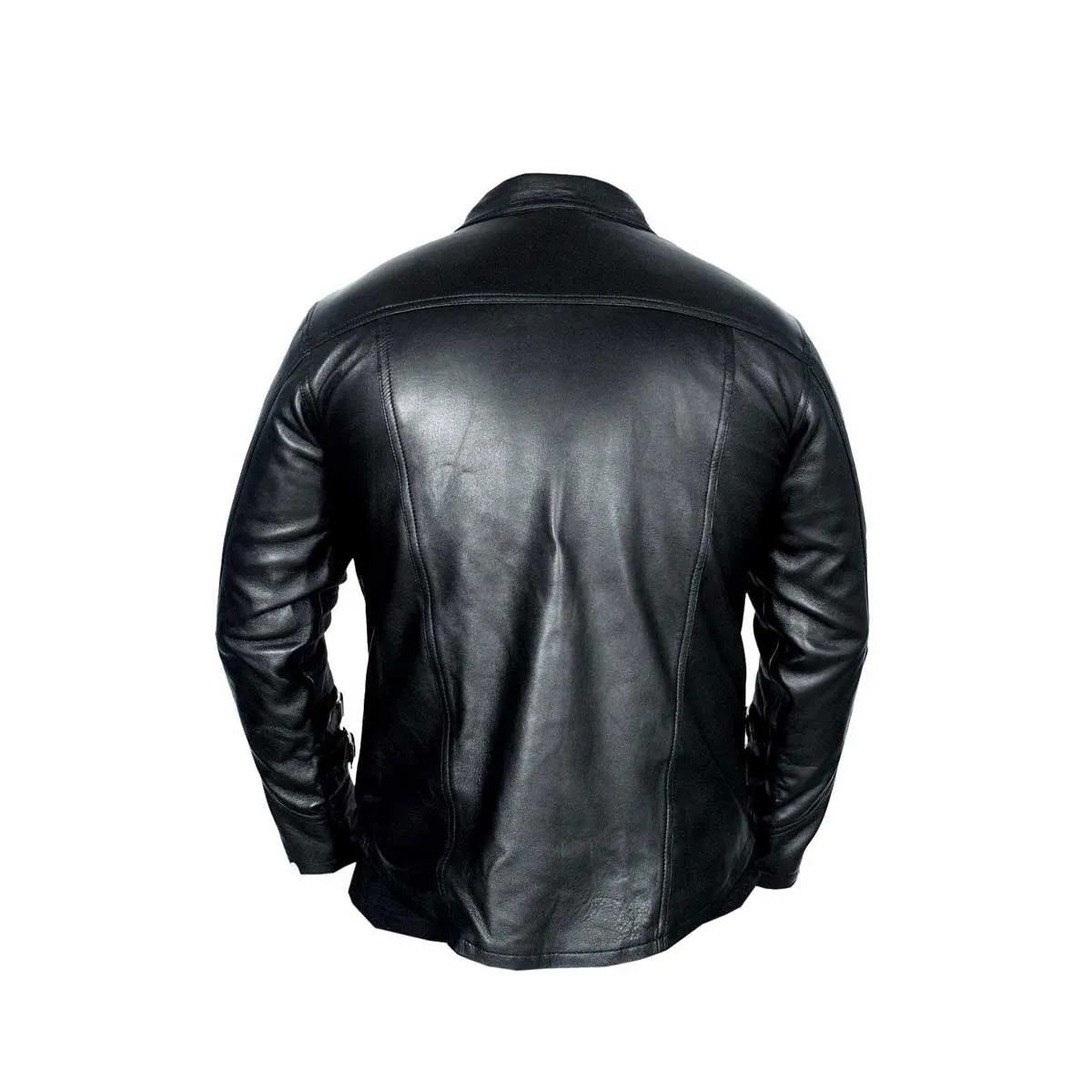 Men Black sheep lamb Leather Police Uniform Style Shirt - (PSF-G)