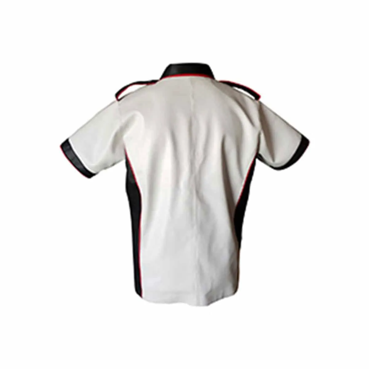 Mens Polo Shirt White Genuine Leather - (Polo-Wht)