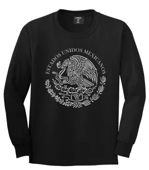 Mexico Coat Of Arms Black White Mens Long Sleeve T-Shirt
