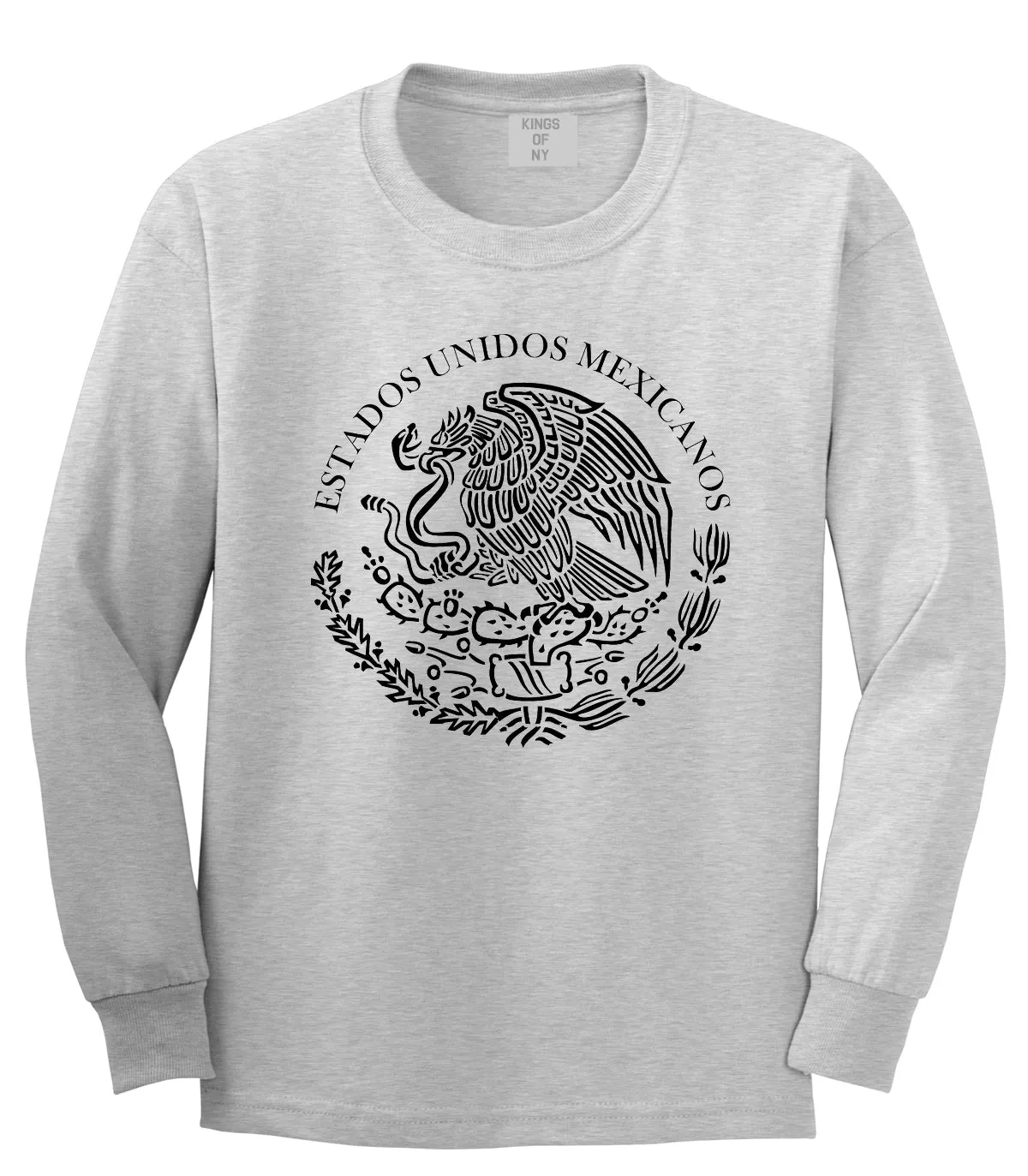 Mexico Coat Of Arms Black White Mens Long Sleeve T-Shirt