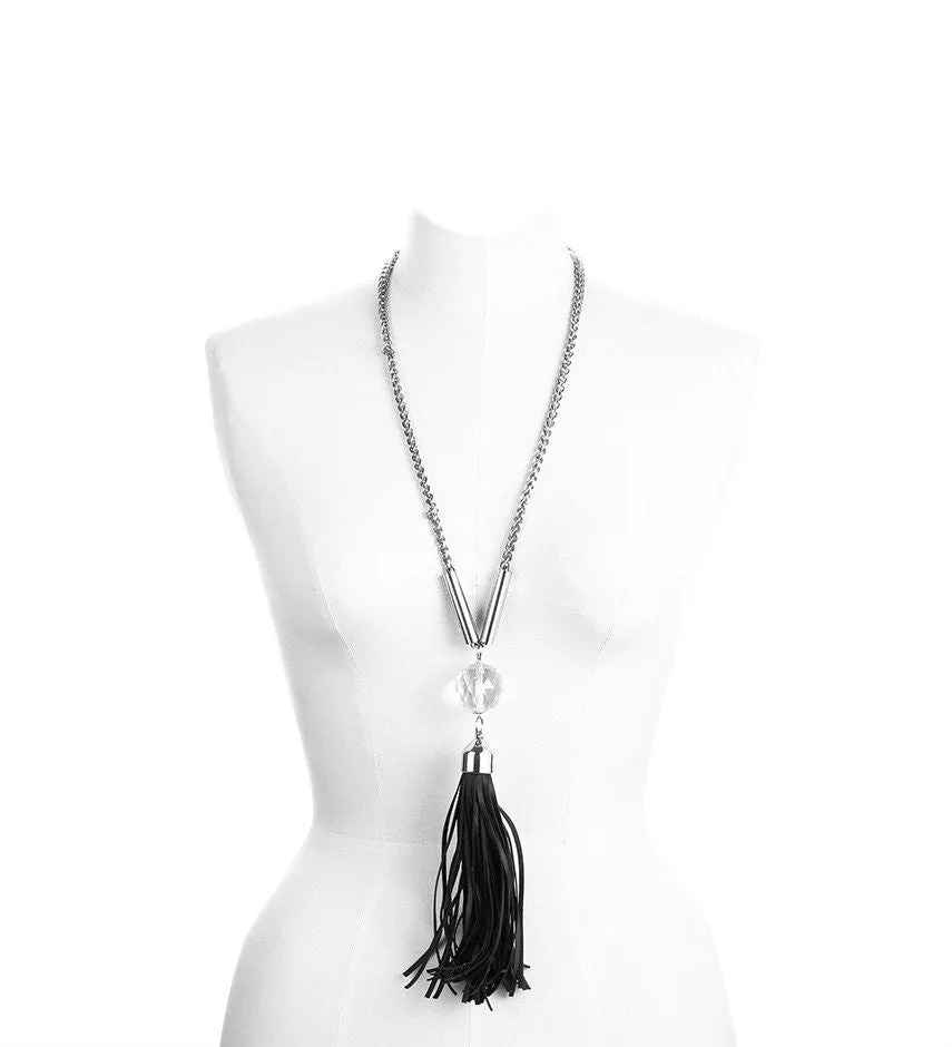 Solar Silver Crystal Ball Drop Pendant