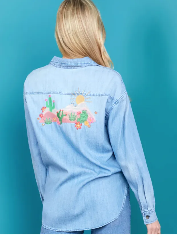 Wild Cactus Embroidered Shirt