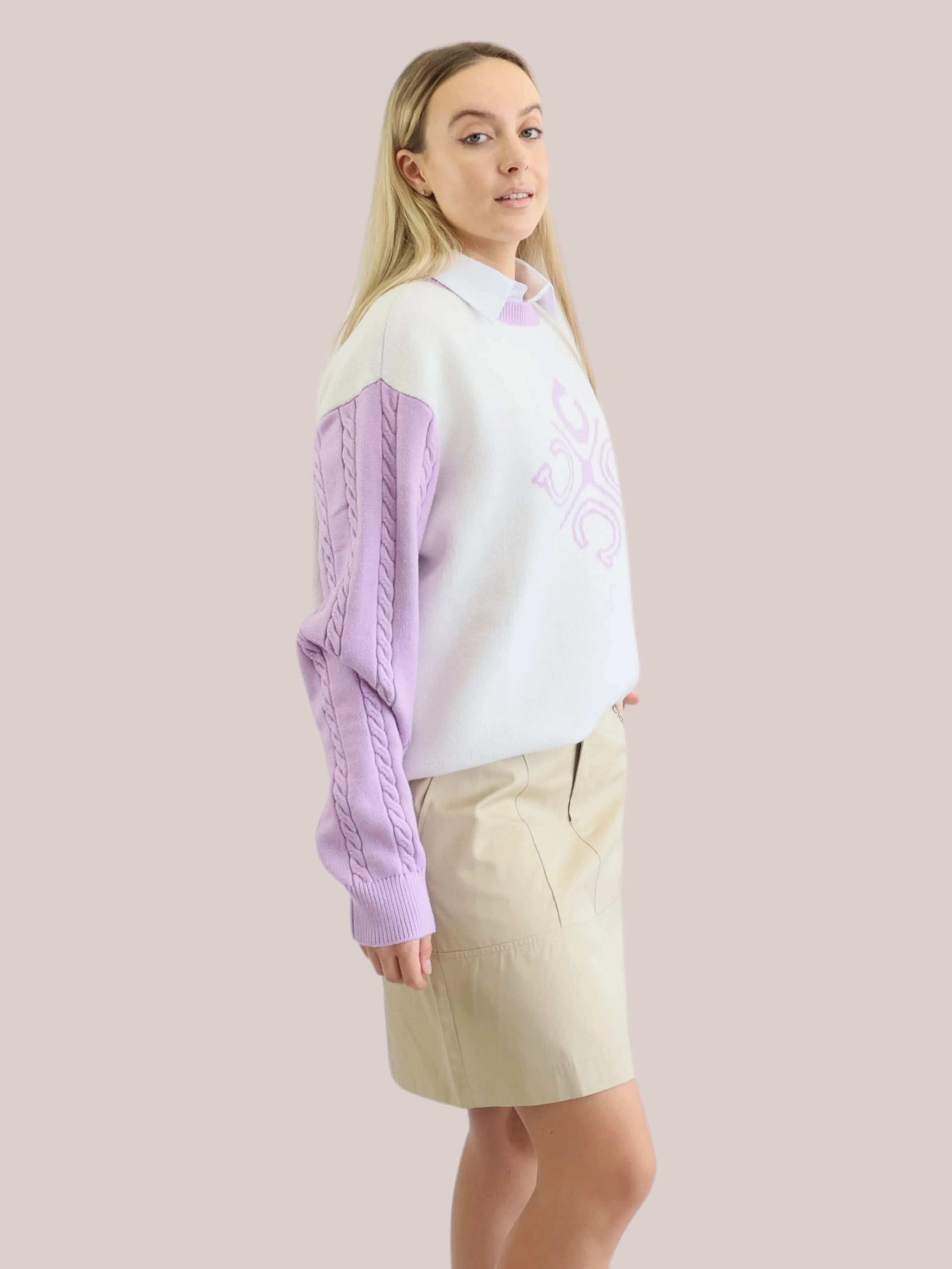 Women's Cable Knit Sleeves Jumper