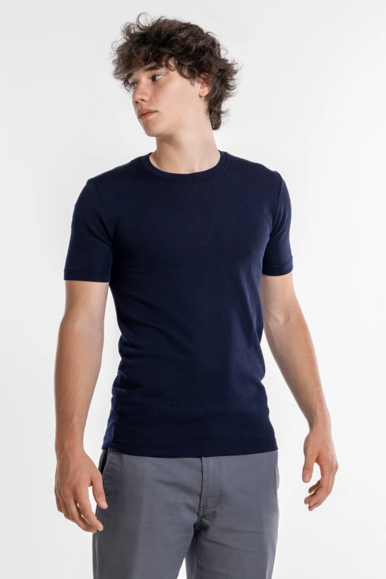 Wool and Silk Crew Neckline T-Shirt 624